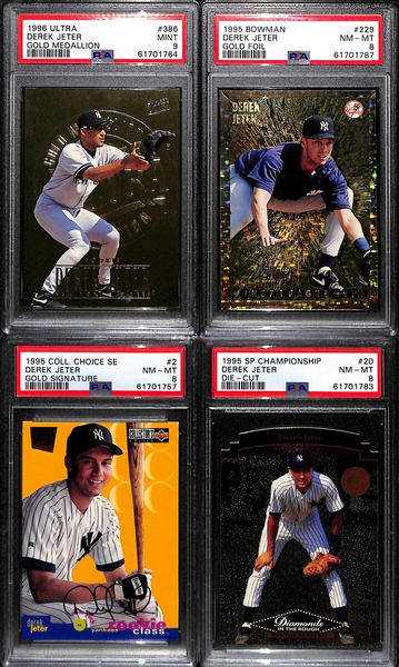 Lot of (4) PSA Graded Derek Jeter Cards w. 1996 Ultra Gold Medallion PSA 9