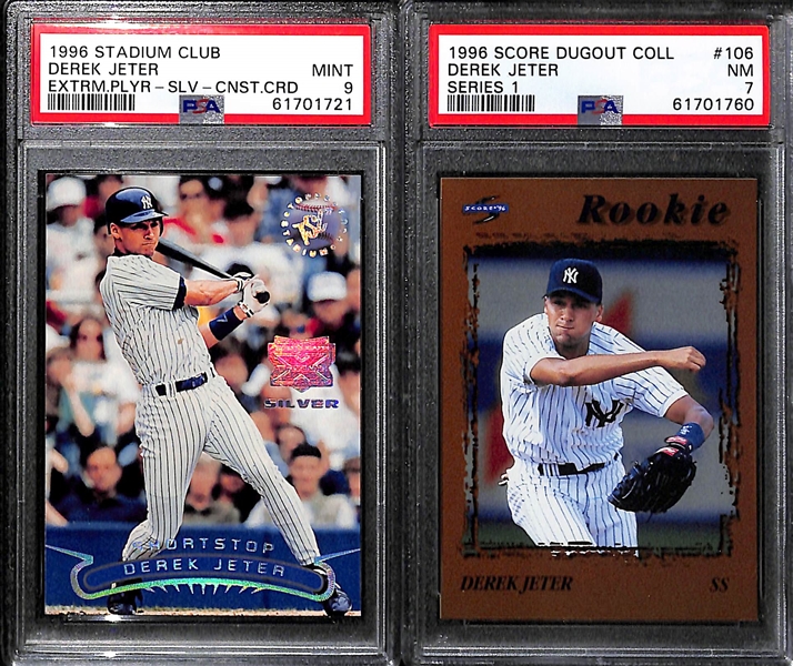 Lot of (5) PSA Graded Derek Jeter Cards w. 1996 Score Dugout Collections Series 1 Artist's Proof PSA 9