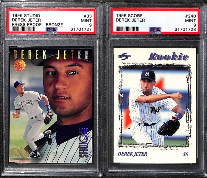 Lot of (5) All PSA 9 Graded Derek Jeter Cards w. 1996 Zenith Artist Proof (Only 10 Graded Higher)