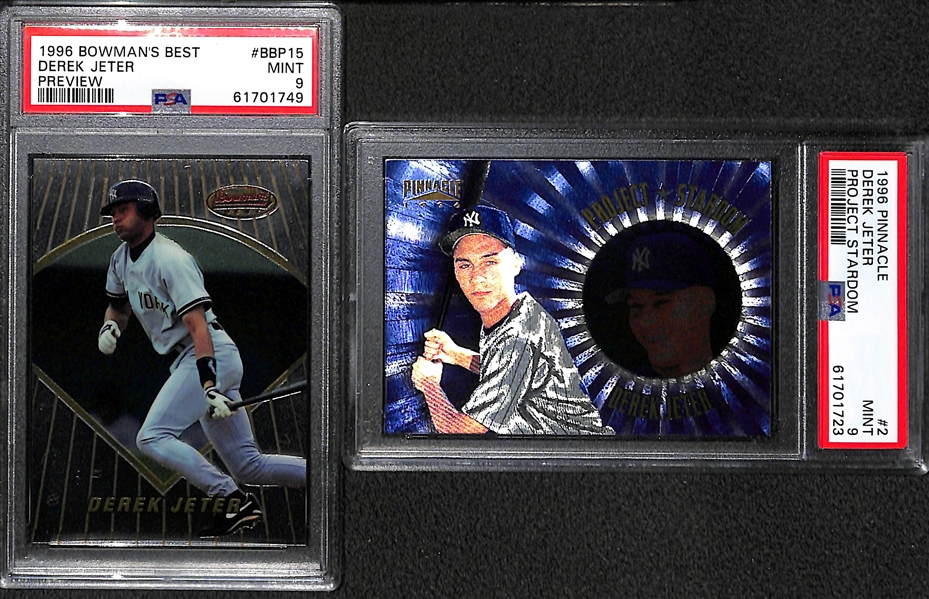 Lot of (5) All PSA 9 Graded Derek Jeter Cards w. 1996 Zenith Artist Proof (Only 10 Graded Higher)
