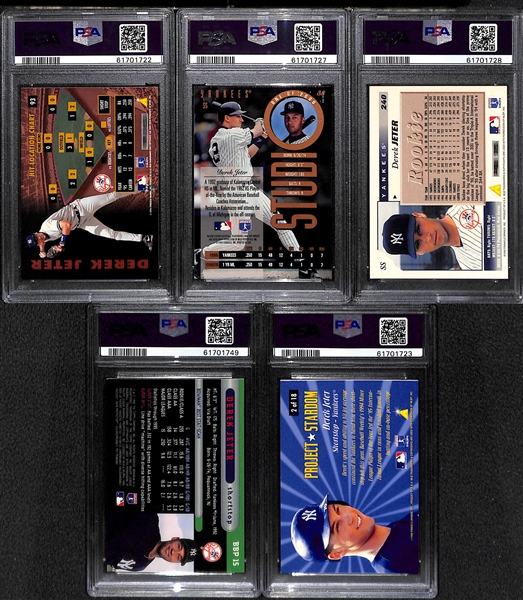 Lot of (5) All PSA 9 Graded Derek Jeter Cards w. 1996 Zenith Artist Proof (Only 10 Graded Higher)