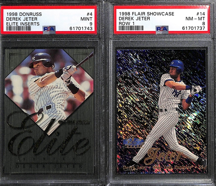 Lot of (6) PSA Graded Derek Jeter Cards w. 1998 Donruss Elite Inserts PSA 9 (POP 6, None Graded Higher)