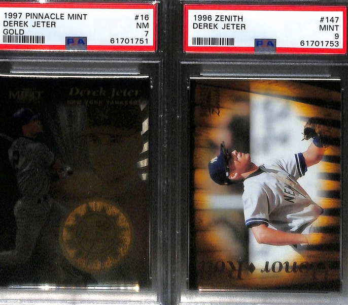 Lot of (6) PSA Graded Derek Jeter Cards w. 1998 Donruss Elite Inserts PSA 9 (POP 6, None Graded Higher)
