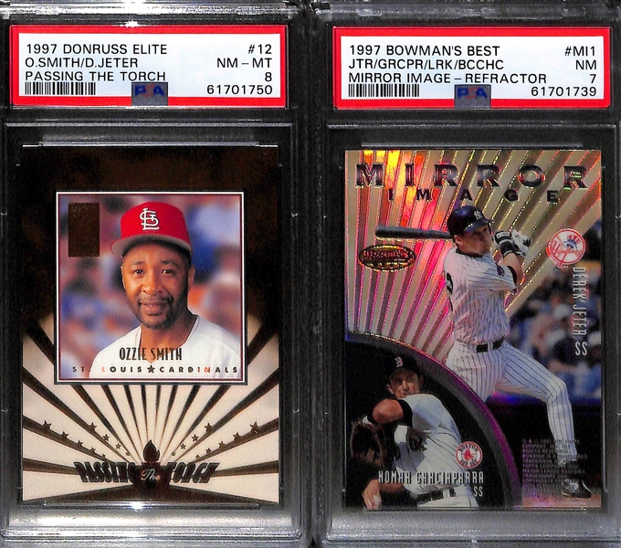 Lot of (4) PSA Graded Derek Jeter Cards w. 1997 Flair Showcase Diamond Cuts PSA 9