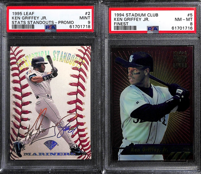 Lot of (6) PSA Graded Ken Griffey Jr. Cards w. Rare 1995 Leaf Statistical Standouts Promo #d to 5000 PSA 9