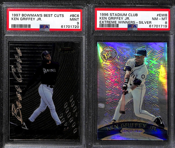 Lot of (6) PSA Graded Ken Griffey Jr. Cards w. Rare 1995 Leaf Statistical Standouts Promo #d to 5000 PSA 9