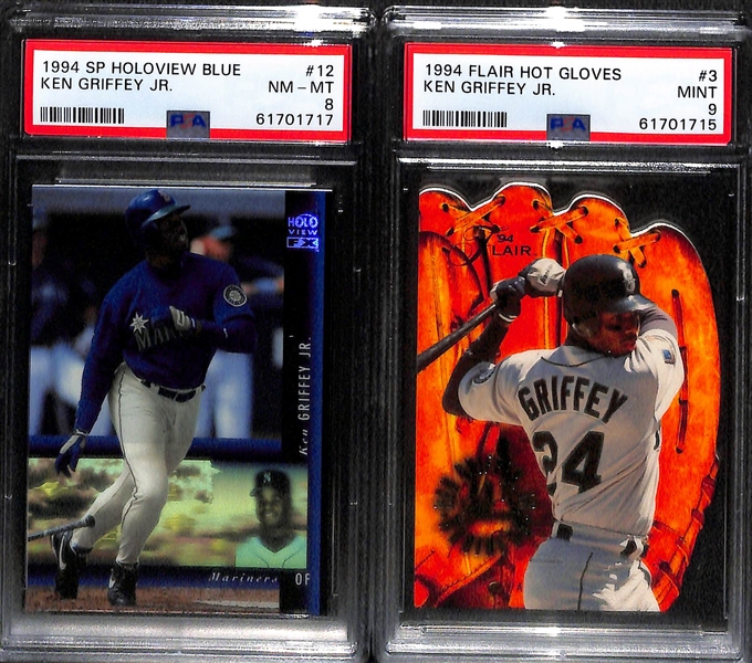 Lot of (6) PSA Graded Ken Griffey Jr. Cards w. Rare 1995 Leaf Statistical Standouts Promo #d to 5000 PSA 9
