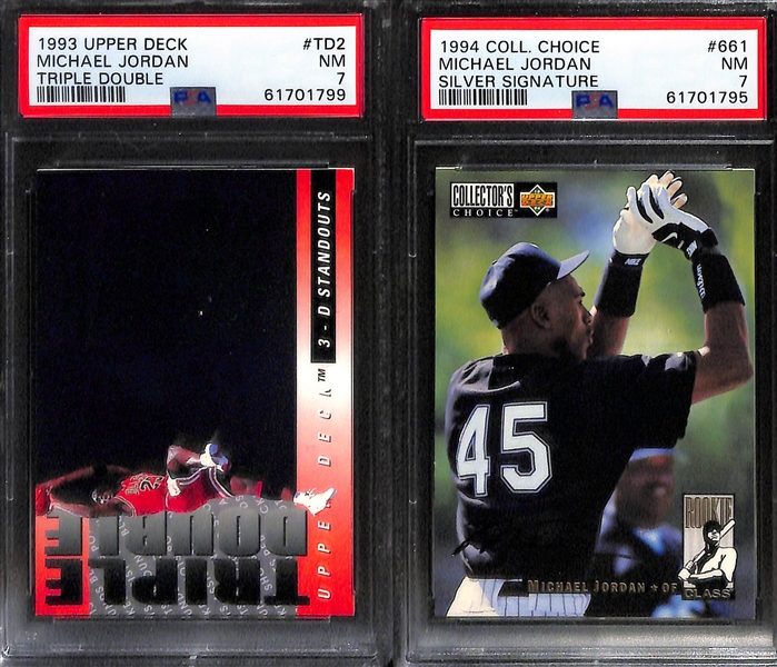 Lot of (7) PSA Graded Michael Jordan Cards w. 1993 Ultra Famous Nicknames Insert PSA 9