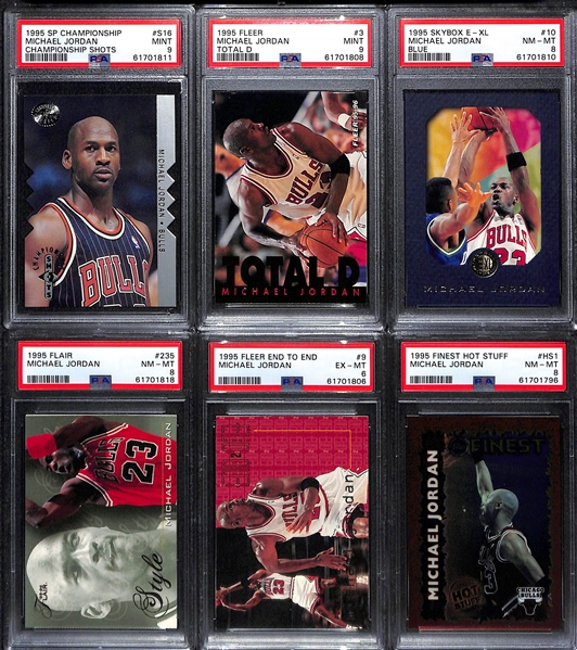 Lot of (6) PSA Graded Michael Jordan Cards w. 1995 SP Championship, Championship Shots PSA 9