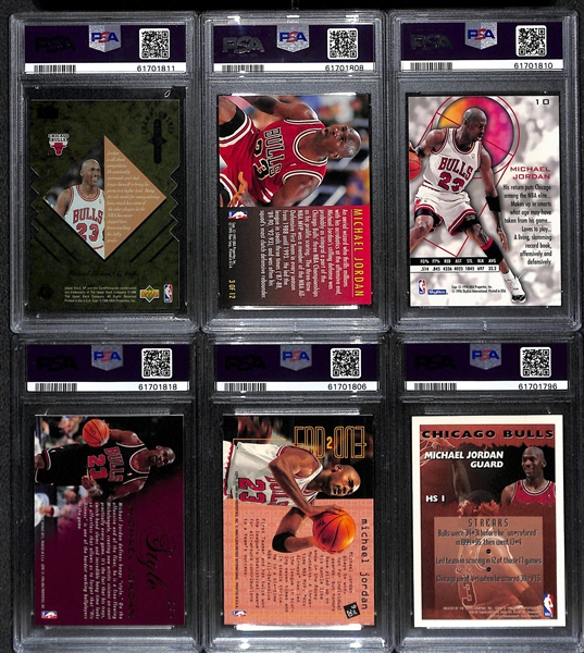Lot of (6) PSA Graded Michael Jordan Cards w. 1995 SP Championship, Championship Shots PSA 9