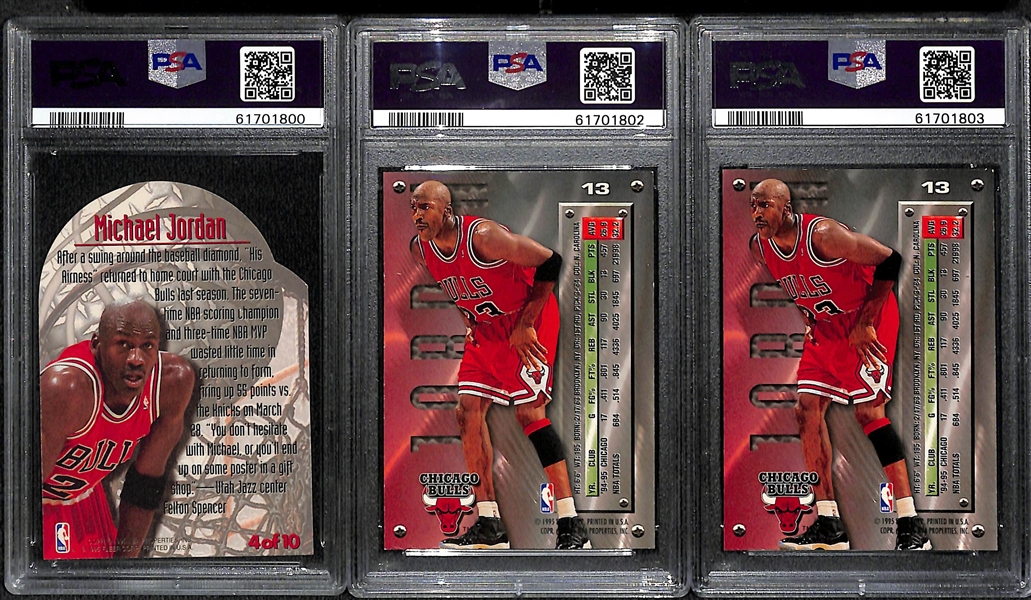 Lot of (3) 1995 Metal Michael Jordan PSA Graded Cards w. Maximum Metal PSA 8