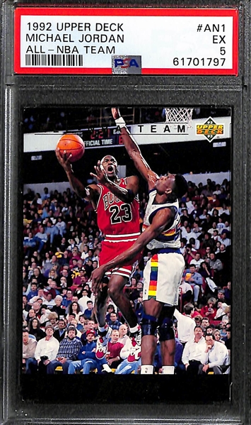 Lot of (4) 1990s PSA Graded Mixed Sports Star and Rookie Cards w. Michael Jordan, Alex Rodriguez, Favre, Roethlisberger