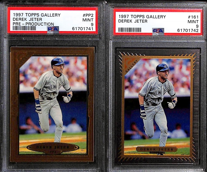 Lot of (10) PSA Graded Derek Jeter Cards w. Rare 1997 Topps Gallery Pre-Production PSA 9 Mint 