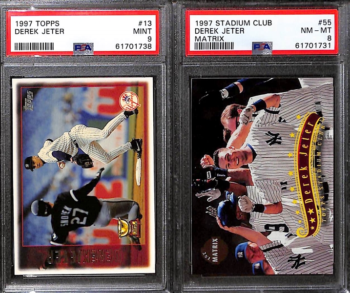 Lot of (10) PSA Graded Derek Jeter Cards w. Rare 1997 Topps Gallery Pre-Production PSA 9 Mint 