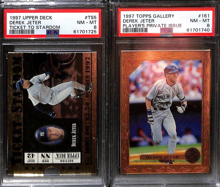 Lot of (10) PSA Graded Derek Jeter Cards w. Rare 1997 Topps Gallery Pre-Production PSA 9 Mint 