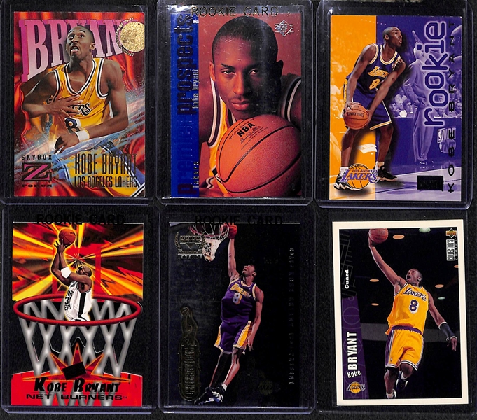 Lot of (6) Mostly Rookies Kobe Bryant Basketball Cards