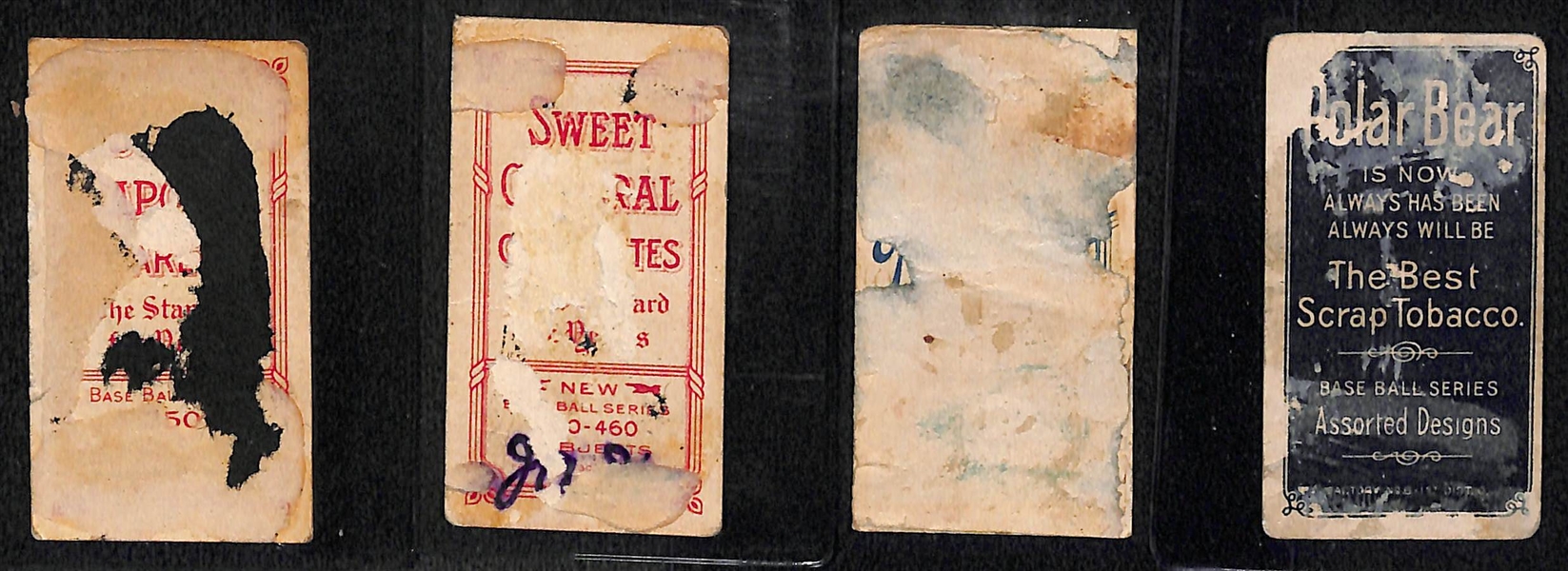 Lot of (4) T206 Cards w. 3-Fingered Brown (Chicago Shirt)