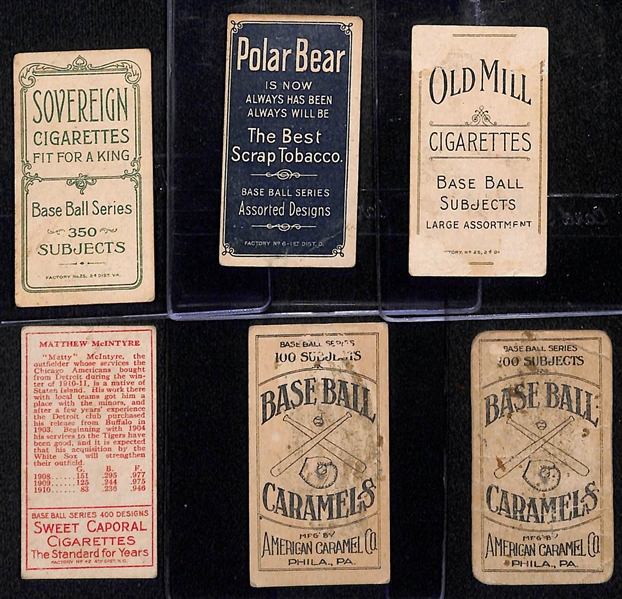 Lot of (6) T206/T205/American Caramel Cards w. T206 Harry Jasper (Sovereign Back)