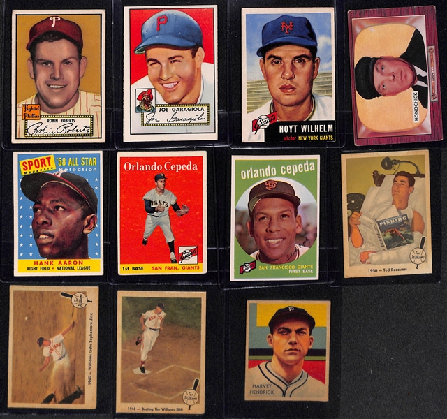 Lot of (22) Bowman/Topps/Fleer/Diamond Stars Baseball Star Cards from 1935-1959 w. 1952 Topps Robin Roberts 