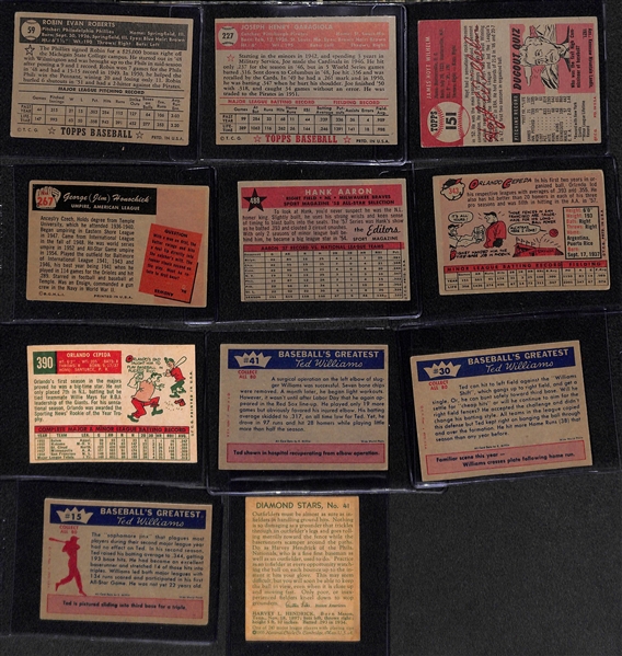 Lot of (22) Bowman/Topps/Fleer/Diamond Stars Baseball Star Cards from 1935-1959 w. 1952 Topps Robin Roberts 