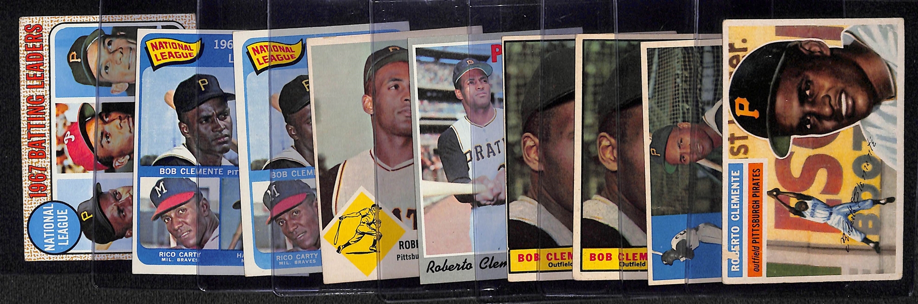  Lot of (9) 1956-1970 Roberto Clemente Cards w. 1956 Topps (2nd Year)