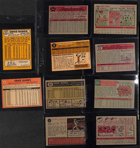 Lot of (13) Eddie Mathews Topps Cards & (10) Ernie Banks Topps Cards from 1954-1969 