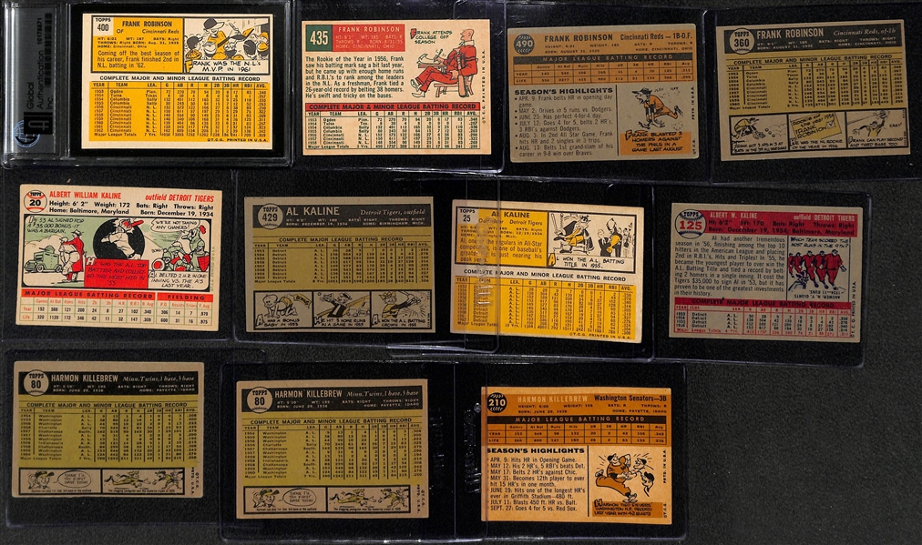  Lot of (11) Topps Kaline, Killebrew, & F. Robinson Cards from 1956-1963 w. 1963 Topps Frank Robinson GAI 7