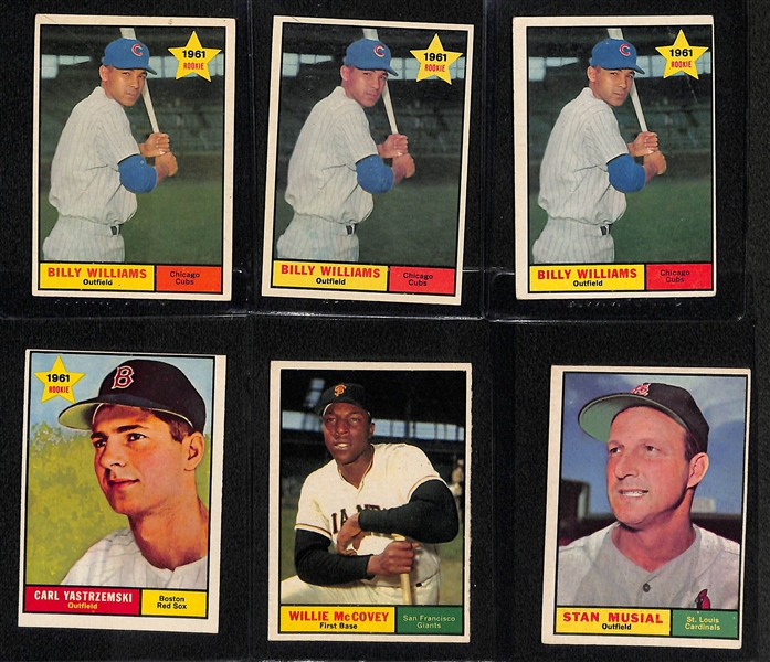 Lot of (11) 1961 Topps Cards w. (3) Billy Williams Rookie Cards