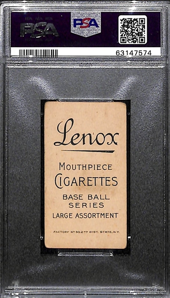 RARE BACK - 1909-11 T206 (Lenox Black Back) Arlie Latham (New York Giants) Graded PSA 2(MC)