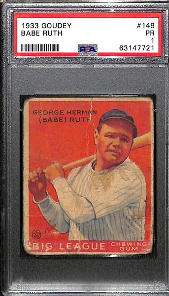1933 Goudey Babe Ruth #149 Graded PSA 1