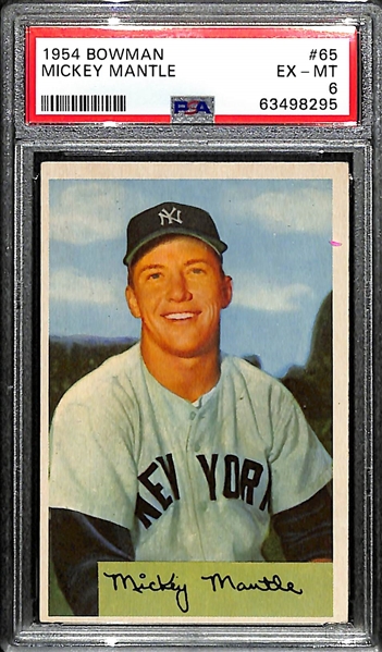 1954 Bowman Mickey Mantle #65 Graded PSA 6 EX-MT