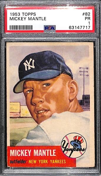 1953 Topps Mickey Mantle #82 Graded PSA 1