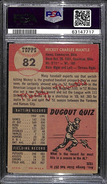 1953 Topps Mickey Mantle #82 Graded PSA 1