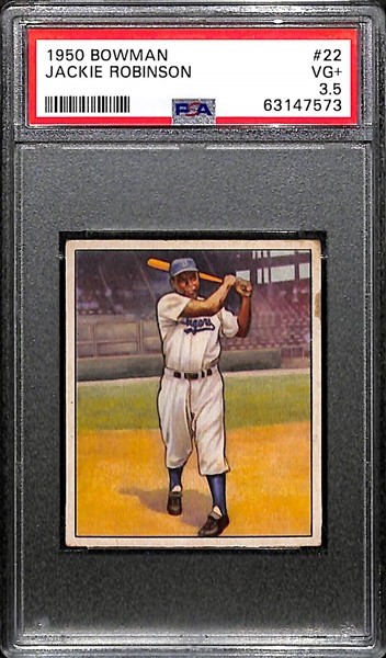 1950 Bowman Jackie Robinson #22 (Second Year) Graded PSA 3.5