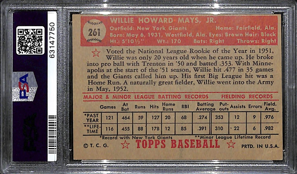 1952 Topps Willie Mays #261 Graded PSA 3.5