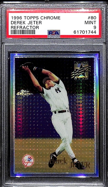 1996 Topps Chrome Derek Jeter (Rookie Year) Refractor Graded PSA 9 Mint (Hot Card!)