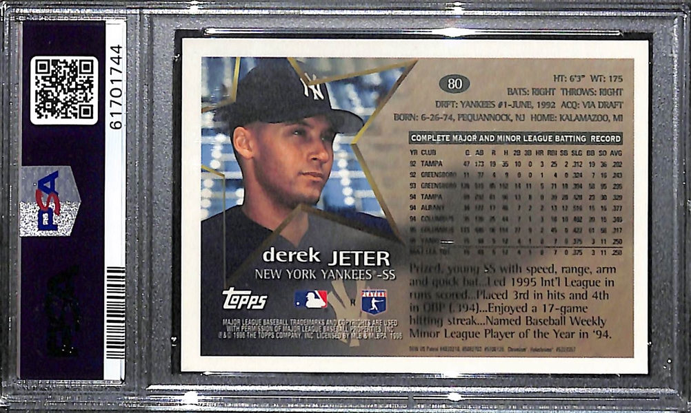 1996 Topps Chrome Derek Jeter (Rookie Year) Refractor Graded PSA 9 Mint (Hot Card!)