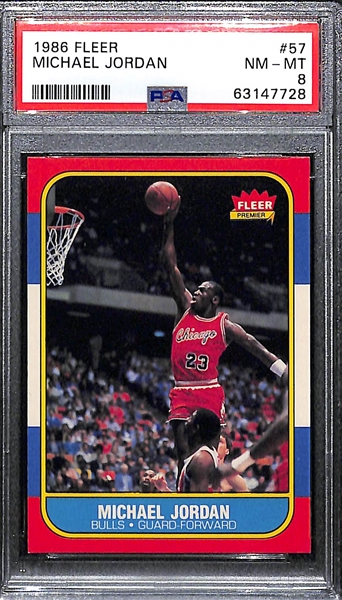 1986 Fleer Michael Jordan #57 Rookie Card Graded PSA 8 NM-MT
