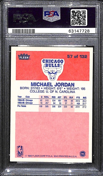 1986 Fleer Michael Jordan #57 Rookie Card Graded PSA 8 NM-MT