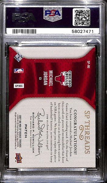 2007 SP Rookie Threads Michael Jordan Jersey Card Patch #SP-MJ Graded PSA 6 EX-MT (2-Color Jordan Patch)
