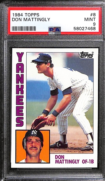 1984 Don Mattingly Graded Rookie Lot - Fleer #131 Graded PSA Gem Mint 10;  Topps #8 Graded PSA 9