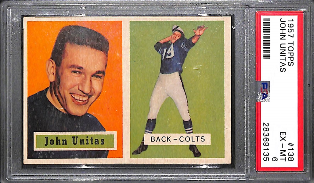 1957 Topps Johnny Unitas Rookie Card #138 Graded PSA 6 EX-MT