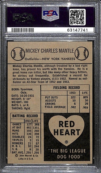Pack-Fresh 1954 Red Heart Mickey Mantle Graded PSA 8 NM-MT