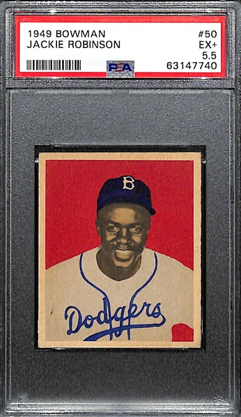 1949 Bowman Jackie Robinson #50 Rookie Card Graded PSA 5.5