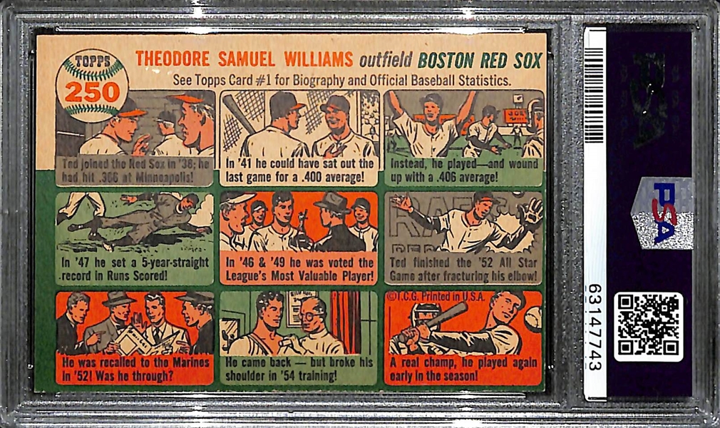 1954 Topps Ted Williams #250 Graded PSA 6