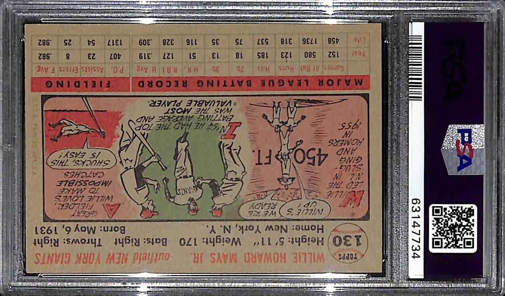 1956 Topps Willie Mays #130 Graded PSA 7 NM
