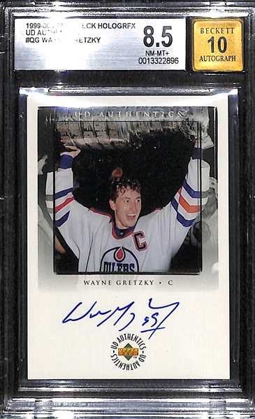 1999-2000 UD Hologrfx Wayne Gretzky Autograph Card Graded BGS 8.5 (10 Auto Grade)                                                                                                                       