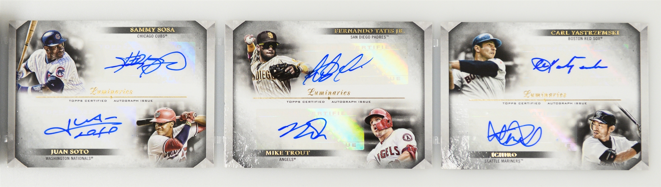 2021 Topps Luminaries 1/1 Booklet Card w. 30 Autographs Inc. Trout, Jeter, Griffey Jr., Ichiro , Pujols, Tatis, Yaz, Bench, Henderson, + Legends & HOFers - The Top Card in the Product!
