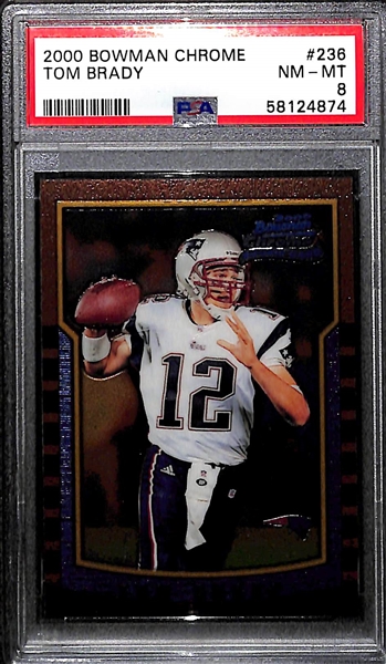 2000 Bowman Chrome Tom Brady #236 Rookie Card Graded PSA 8 NM-MT