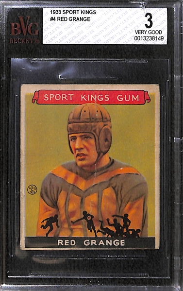 1933 Sport Kings Red Grange #4 Football Card Graded Beckett BVG 3 VG